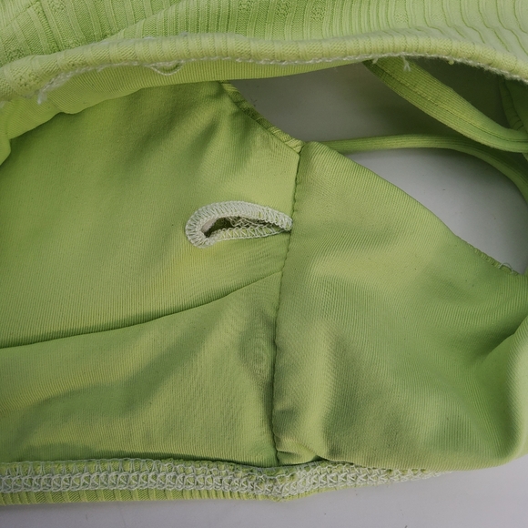 L*Space Siren V-Neck Ribbed Bikini Swimsuit Top Size M Green New - Picture 7 of 11